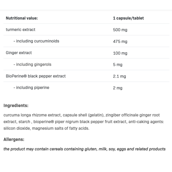 Allnutrition Curcumin + Ginger + Piperine 100 капсули на супер цена