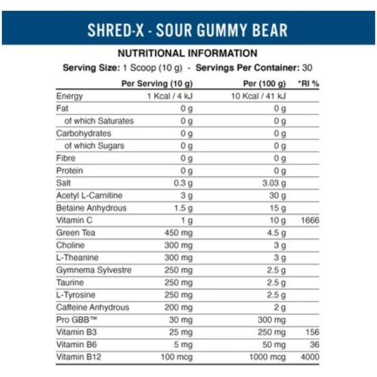 Applied Nutrition Shred-X Thermogenic Powder | Ultimate Fat Burner 300 гр / 30 дози на супер цена