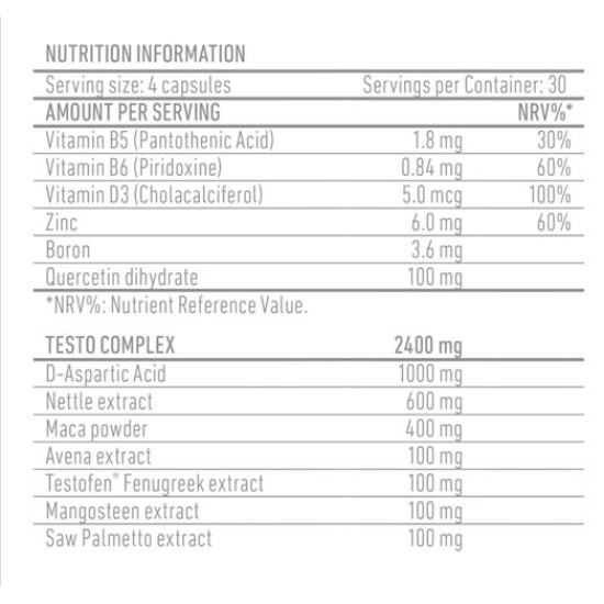 Battery Nutrition Testo 120 капсули на супер цена