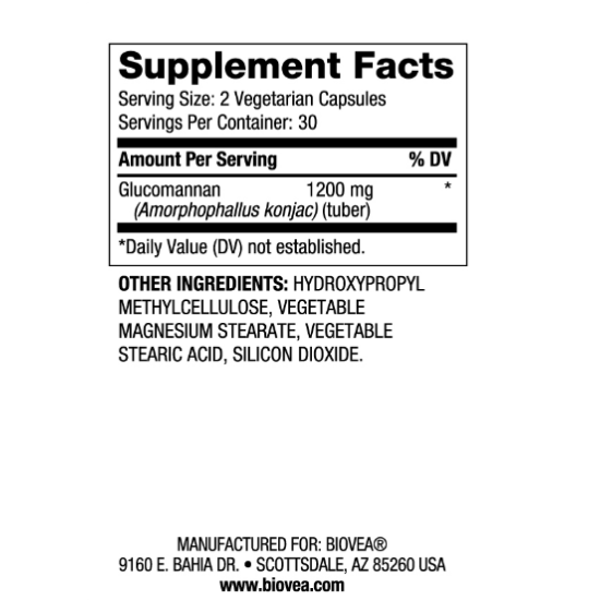 Biovea Glucomannan 600mg - Глюкоманан - 60 caps на супер цена
