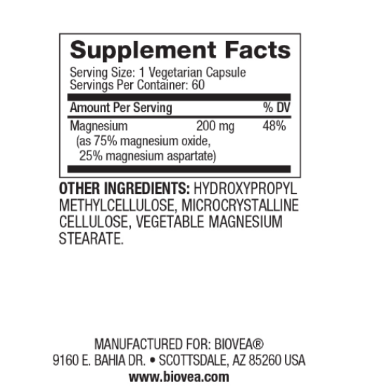 Biovea Magnesium 200mg - Магнезий - 60 vcaps на супер цена