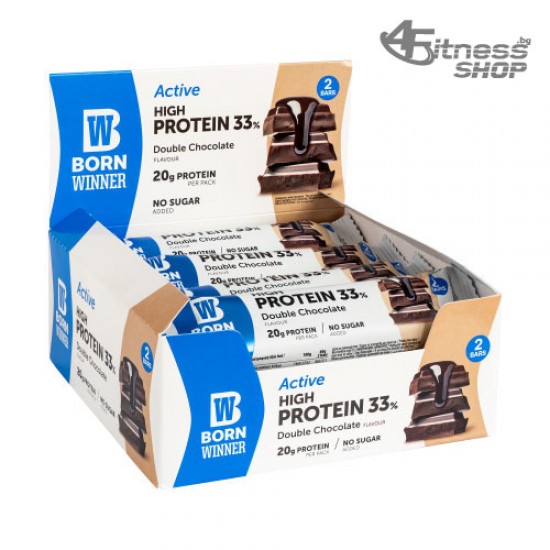 BORN WINNER Active High Protein Bar 33% Double Chocolate 12x60 гр на супер цена