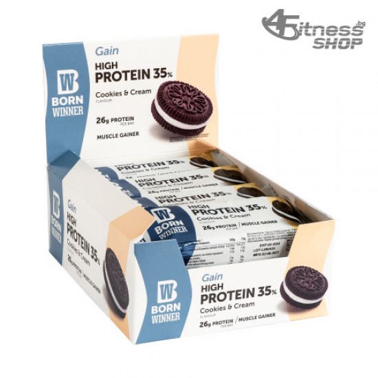 BORN WINNER Gain High Protein Bar 35 % Cookies % Cream 12x75 гр на супер цена
