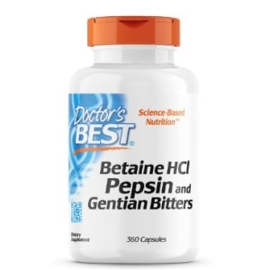 Doctor's Best Betaine HCL 650 мг / with Pepsin & Gentian Bitters 120 капсули