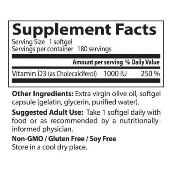 Doctor's Best Vitamin D3 1000 IU / 180 гел капсули на супер цена