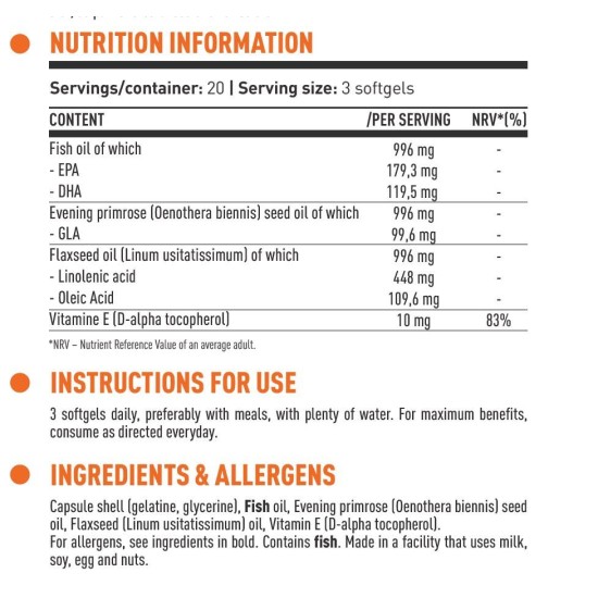 Dorian Yates Nutrition DY Life Omega 3-6-9 1000 мг / 60 гел капсули на изгодни цени Dorian Yates Nutrition DY Life Omega 3-6-9 1000 мг / 60 гел капсули на супер цена