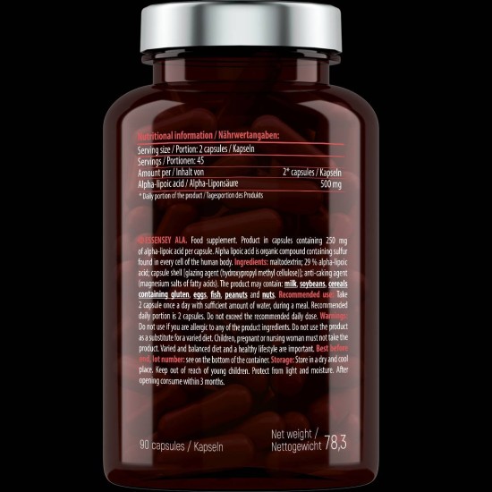 ESSENSEY ALA | Alpha Lipoic Acid 500 мг / 90 капсули на супер цена