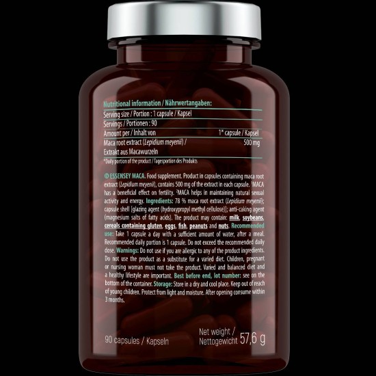 ESSENSEY Maca 500 мг / 90 капсули на супер цена
