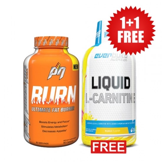 Promo 1+1 FREE Liquid L-Carnitine with Chromium / 1500 мг + Burn / 90 капсули на супер цена