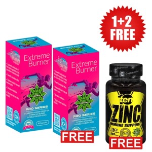 Cvetita Herbal 1+1 FREE Extreme Burner / 40 капсули + 10/ten Zinc - Цинк 30 капсули х 15 mg подарък
