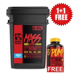 Mutant BLACK FRIDAY 1+1 FREE Mass XXXTREME 2500 / 10 000 гр + Pump 154 капсули