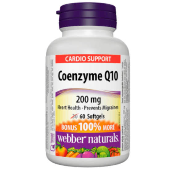Webber Naturals Coenzyme Q10 / Коензим Q10, 200 mg, 60 софтгел капсули на супер цена