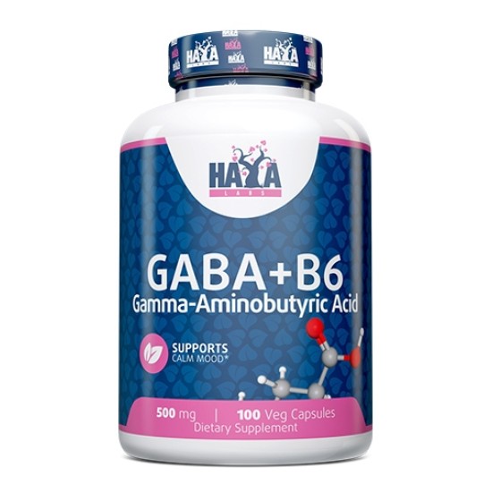 Haya Labs GABA + B-6 / 500mg. / 100 Vcaps на супер цена