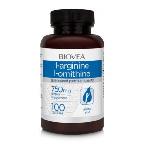 Biovea L-Arginine, L-Ornithine 750mg - Аргинин + Орнитин - 100 caps