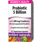 Webber Naturals Probiotic Women`s Health/ Пробиотик за жени 5 щама, 5 млрд. активни пробиотици + Червена боровинка х 45 капсули на супер цена