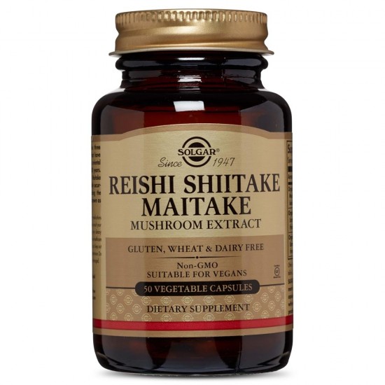 Solgar Reishi Shiitake Maitake Mushroom Extract, 50 vcaps на супер цена