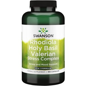 Swanson Rhodiola Holy Basil Valerian Stress Comp 180 капсули