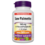 Webber Naturals Saw Palmetto With Flax And Pumpkin Oils / Сао палметто (с ленено и тиквено масло), 90 softgels на супер цена