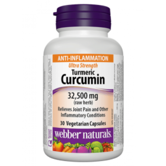 Webber Naturals Turmeric Curcumin Ultra Strength / Куркума и черен пипер, 32 500 mg, 30 капсули на супер цена
