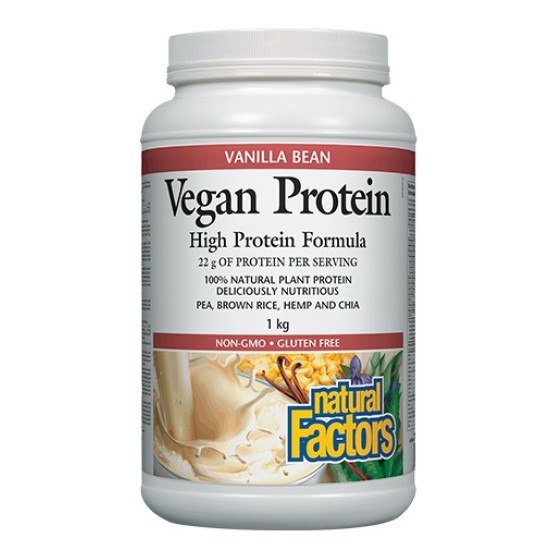 Natural Factors Vegan Protein (Растителен протеин) 1000 g / Vanilla Bean на супер цена