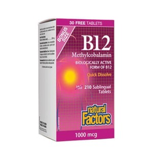 Natural Factors Vitamin B12 (Methylcobalamin) 1000 мг / 180+30 таблетки