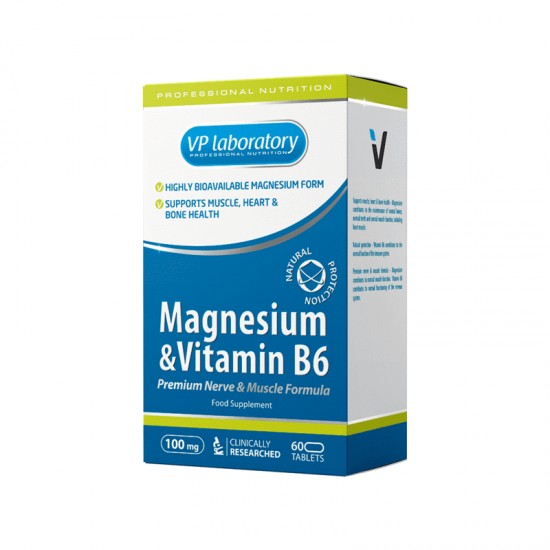 VPLaB VP Laboratory Magnesium & Vitamin B6 - Магнезий + Витамин B6 60 таблетки на супер цена