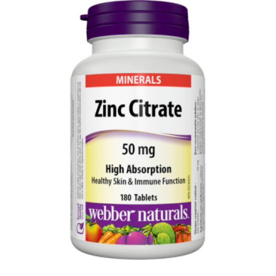 Webber Naturals ZINC CITRATE 50mg 180 tabs на супер цена