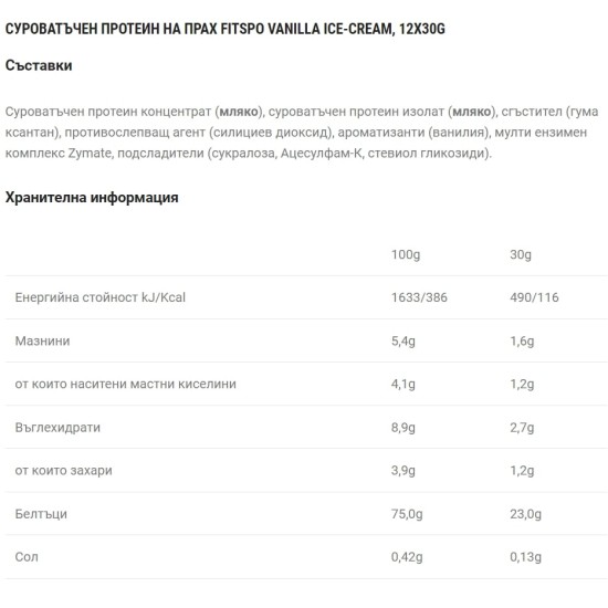 Fit Spo Pro Series / Ultra Premium Whey / vanilia / 30 гр на супер цена