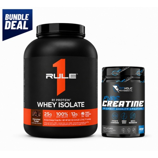 Промо пакет RULE ONE Whey Protein Isolate/Hydrolysate + Fitholic Creatine на супер цена