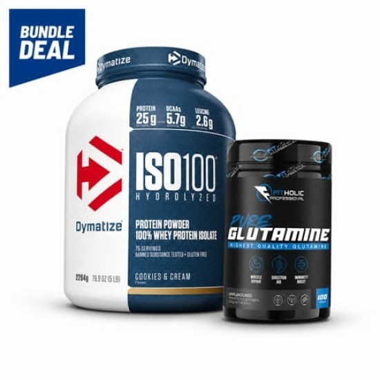 Промо пакет DYMATIZE NUTRITION ISO 100 NEW + Fitholic Professional Pure Glutamine на супер цена