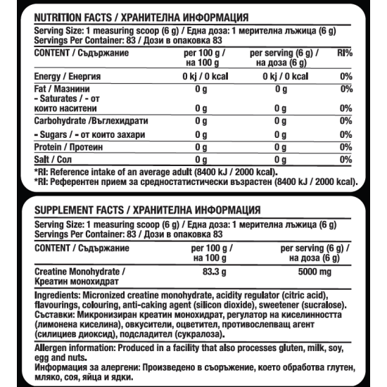 Fitholic Professional Pure Creatine 500 грама / 83 дози - овкусен креатин на супер цена