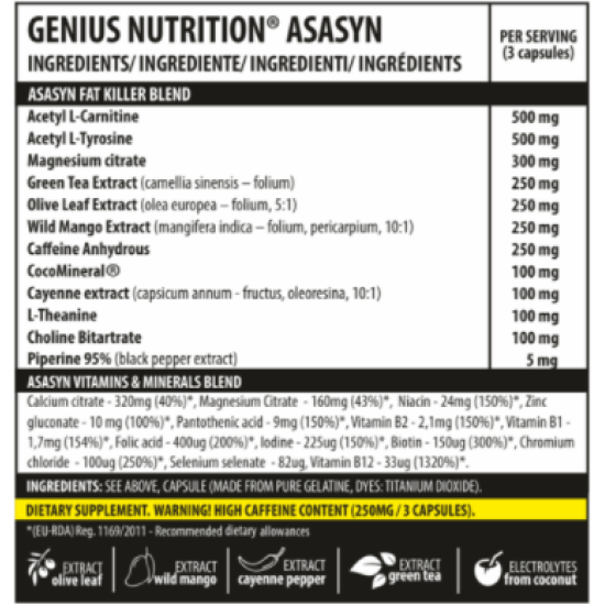 Genius Nutrition ASASYN / 180 Caps на супер цена