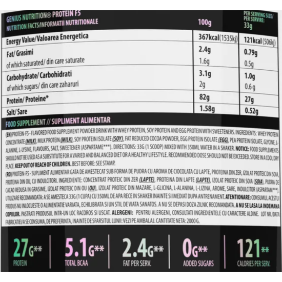 Genius Nutrition PROTEIN-F5 2000 гр на супер цена