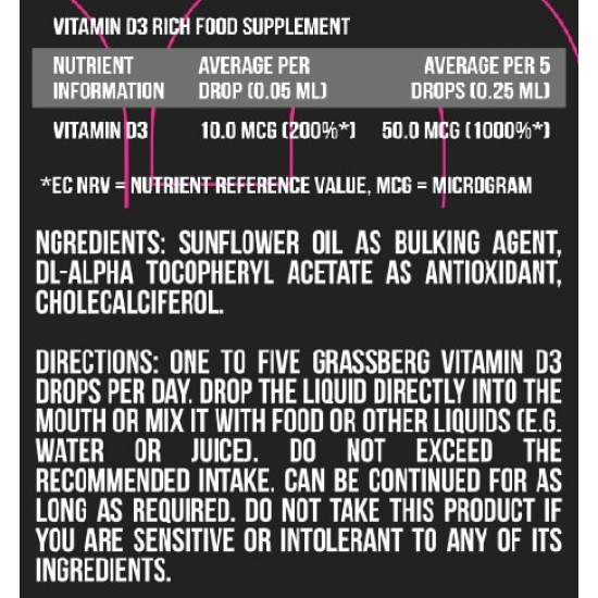 Grassberg Vitamin D3 Drops 400 IU / 50 мл на супер цена