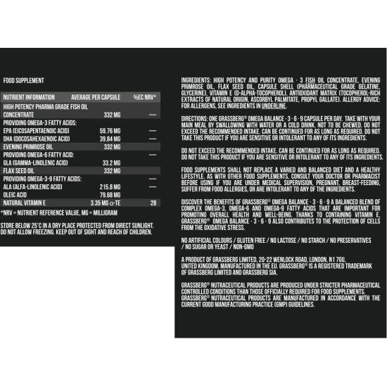 Grassberg Omega 3-6-9 Balance 1000 мг / 60 гел капсули на супер цена
