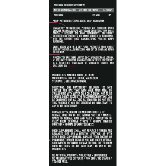 Grassberg Selenium 100 mcg / 60 капсули на супер цена