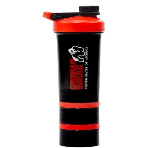 Gorilla Wear Шейкър с кутии за хапчета и пудри Shaker 2 GO – Black/Red