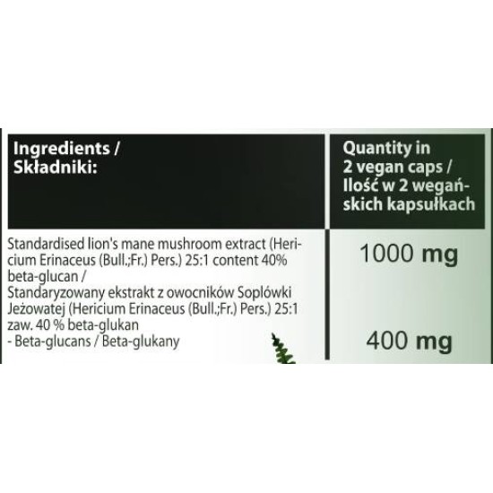Hero.Lab Lion's Mane | 40% Beta-Glucans 60 капсули на супер цена