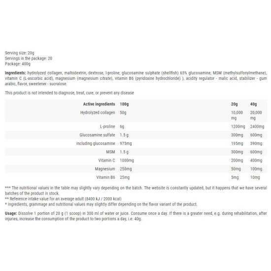 HERO.LAB Pro Flex / Collagen + Glucosamine - MSM - Proline 400 гр / 20 дози на изгодни цени HERO.LAB Pro Flex / Collagen + Glucosamine - MSM - Proline 400 гр / 20 дози на супер цена