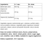 NATURAL FACTORS Alpha Lipoic Acid 600 мг + Vitamin B1 and B2 / 60 капсули на супер цена