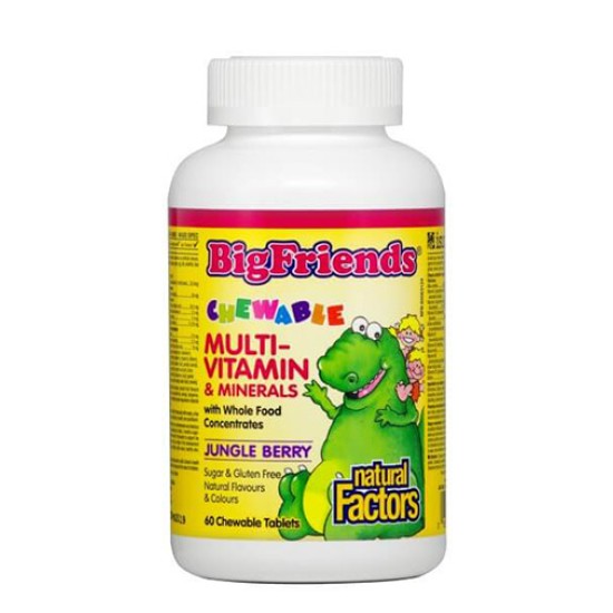 NATURAL FACTORS Big Friends Children's Chewable Multi-Vitamins & Minerals / 60 дъвчащи таблетки на изгодни цени NATURAL FACTORS Big Friends Children's Chewable Multi-Vitamins & Minerals / 60 дъвчащи таблетки на супер цена