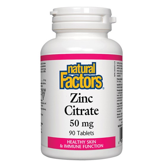 NATURAL FACTORS Zinc Citrate 50 мг / 90 таблетки на супер цена