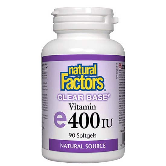 NATURAL FACTORS Clear Base® Vitamin E 400 IU / 90 гел капсули на супер цена