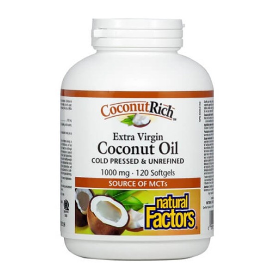 NATURAL FACTORS COCONUTRICH 1000mg. / 120 гел капсули на супер цена