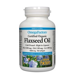NATURAL FACTORS Flaxseed Oil 1000 мг / 90 гел капсули