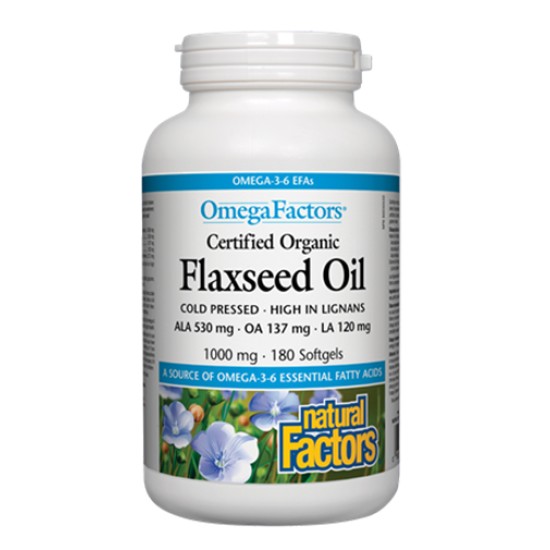 NATURAL FACTORS Flaxseed Oil 1000 мг / 180 гел капсули на супер цена