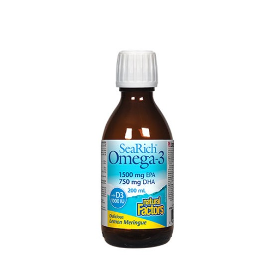 NATURAL FACTORS SeaRich Omega-3 Liquid 4500 мг / 200 мл на супер цена