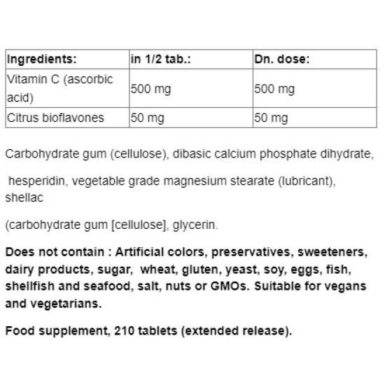 NATURAL FACTORS Vitamin C 1000 мг Time Release / 210 таблетки на супер цена