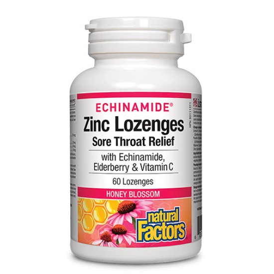 NATURAL FACTORS Echinamide Zinc Lozenges / 60 дъвчащи таблетки на супер цена