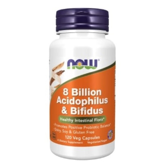 NOW 8 Billion Acidophilus & Bifidus 120 капсули на супер цена